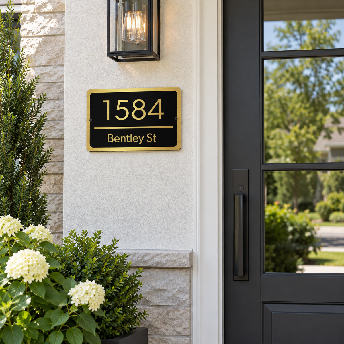 Modern Black & Gold Custom Address Plaque
