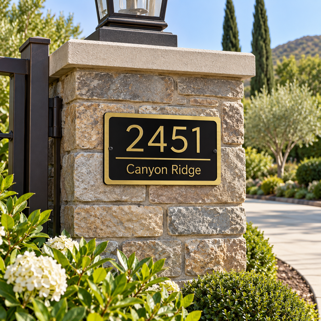 Modern Black & Gold Custom Address Plaque