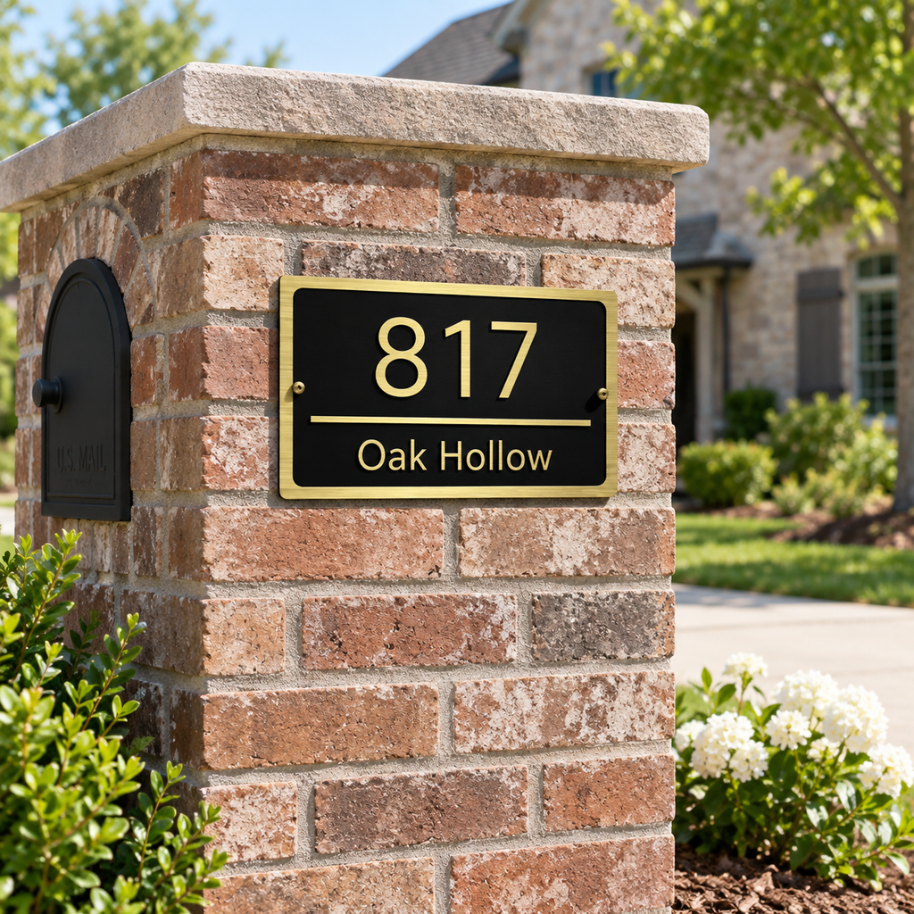 Modern Black & Gold Custom Address Plaque