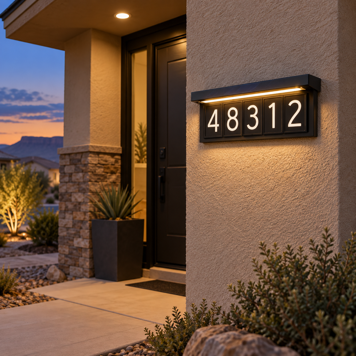 Five-Panel Solar LED Address Wall Light