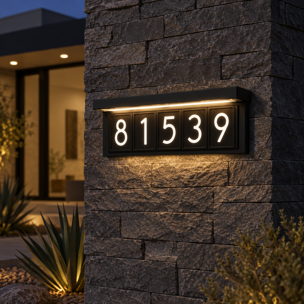 Five-Panel Solar LED Address Wall Light