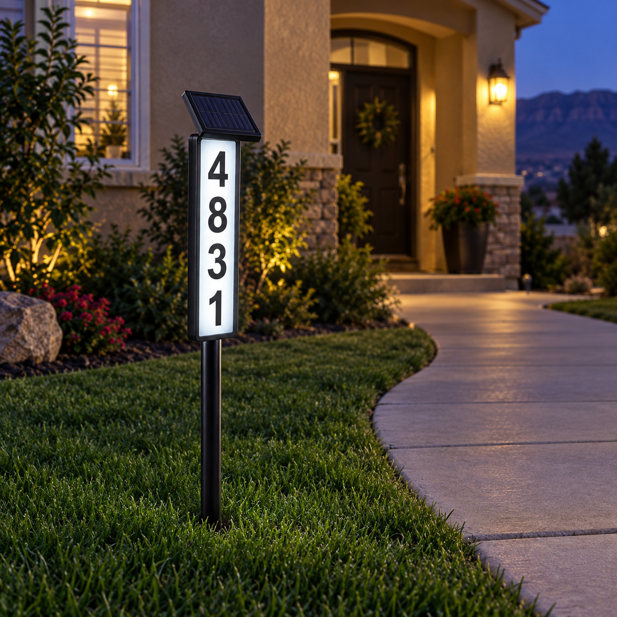 Adjustable Solar Address Post &amp; Wall Sign