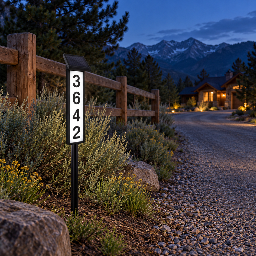Adjustable Solar Address Post &amp; Wall Sign