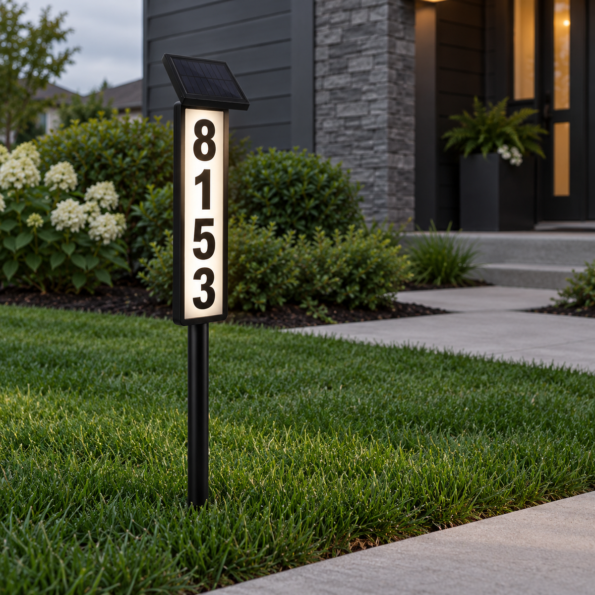 Adjustable Solar Address Post &amp; Wall Sign