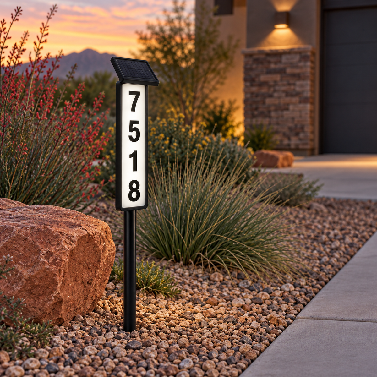 Adjustable Solar Address Post &amp; Wall Sign