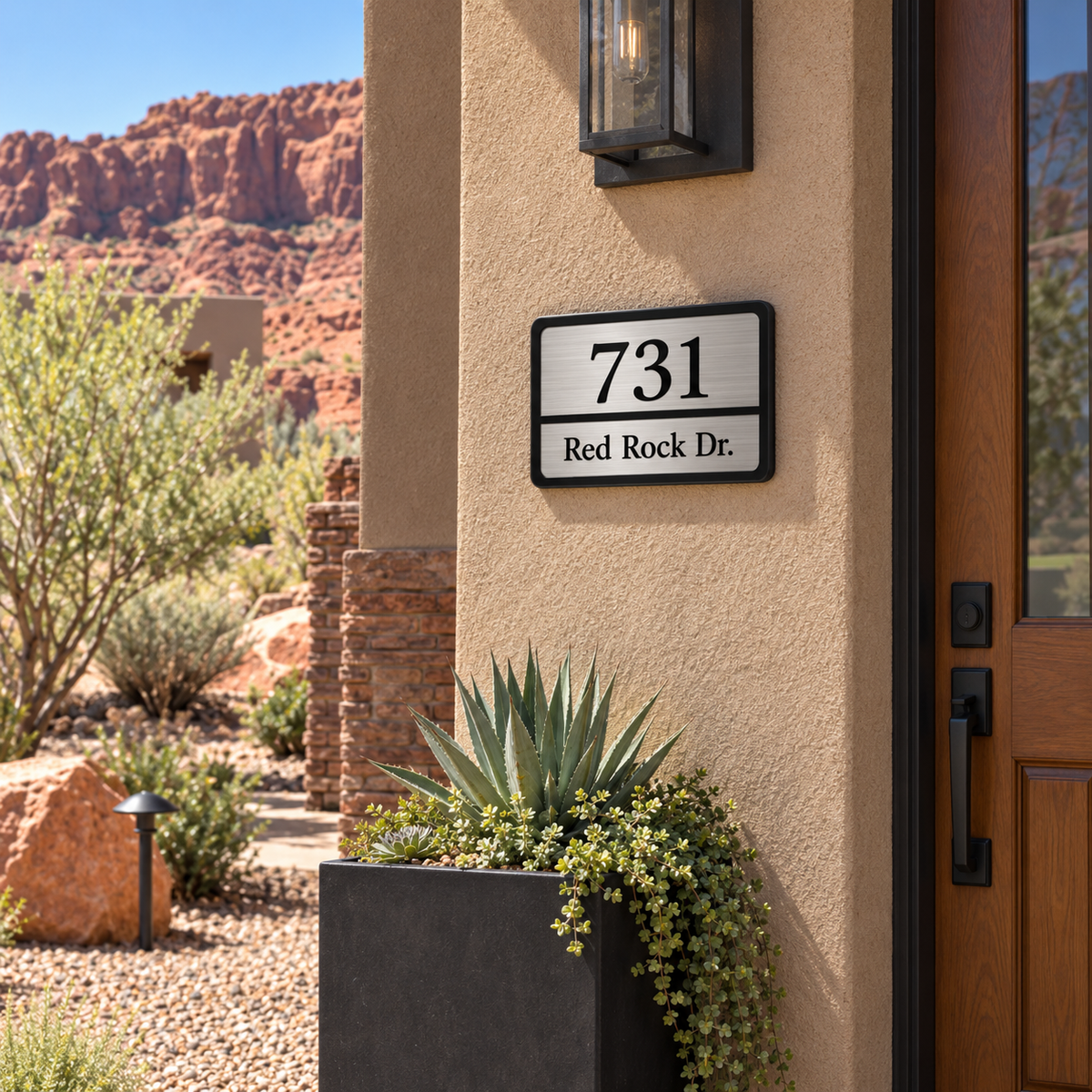 Modern Black & Silver Custom Address Plaque