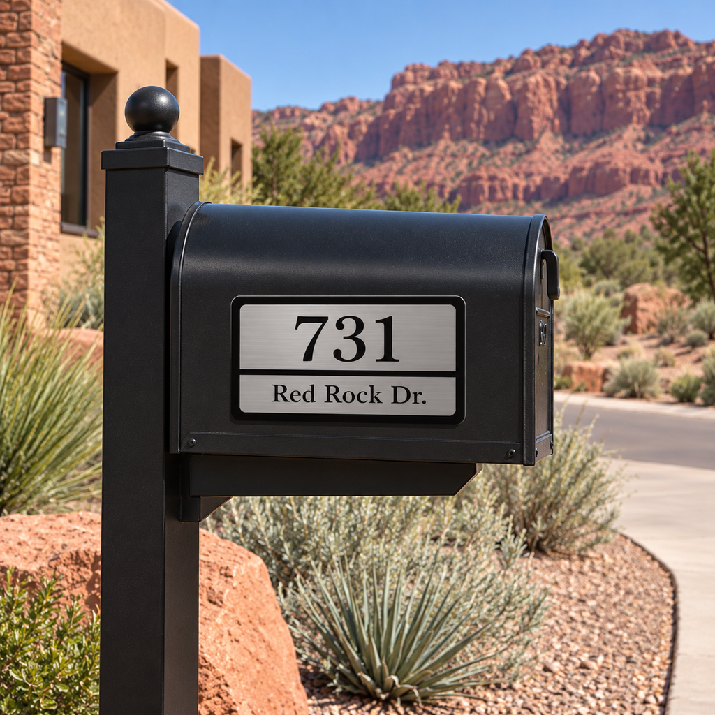 Modern Black & Silver Custom Address Plaque