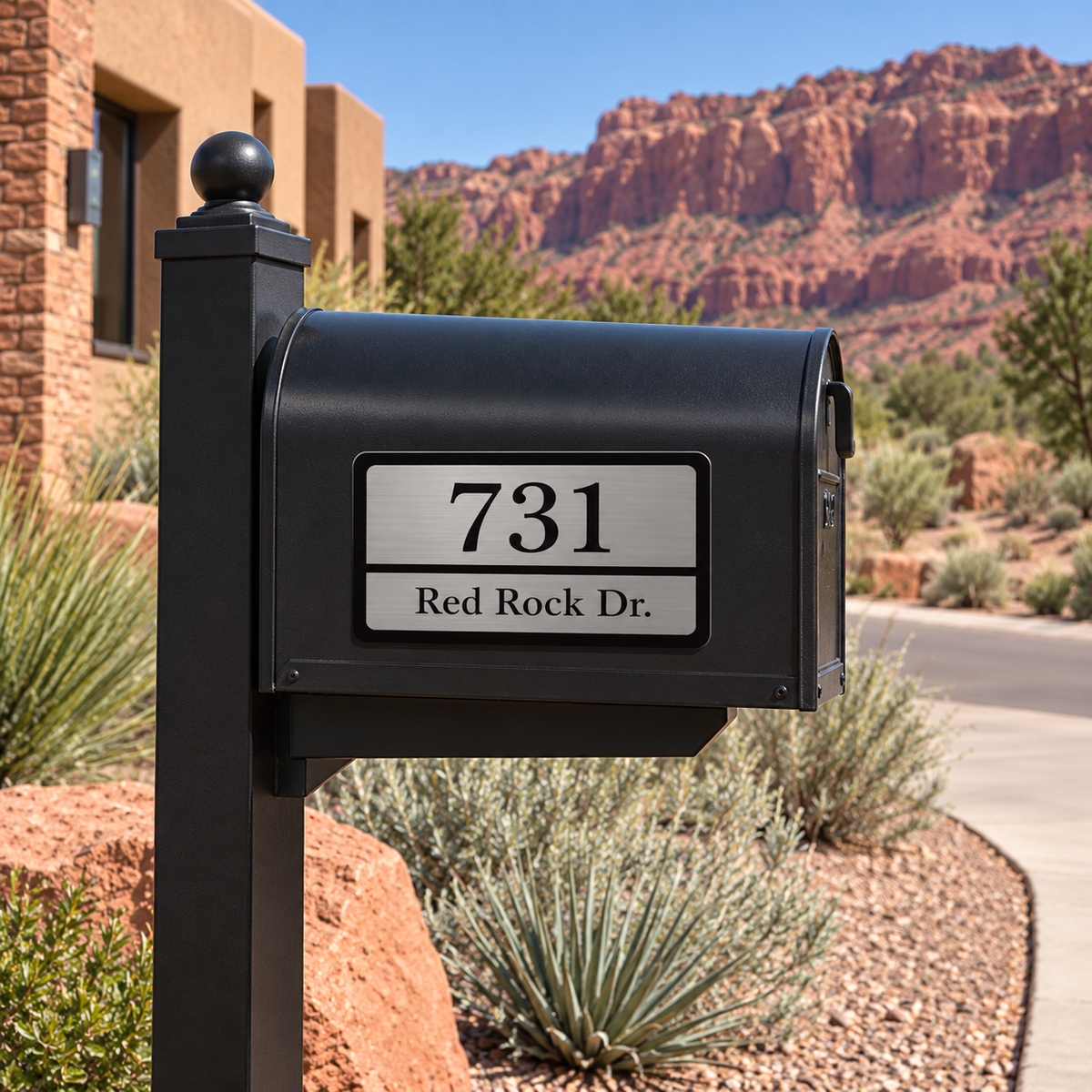 Modern Black & Silver Custom Address Plaque