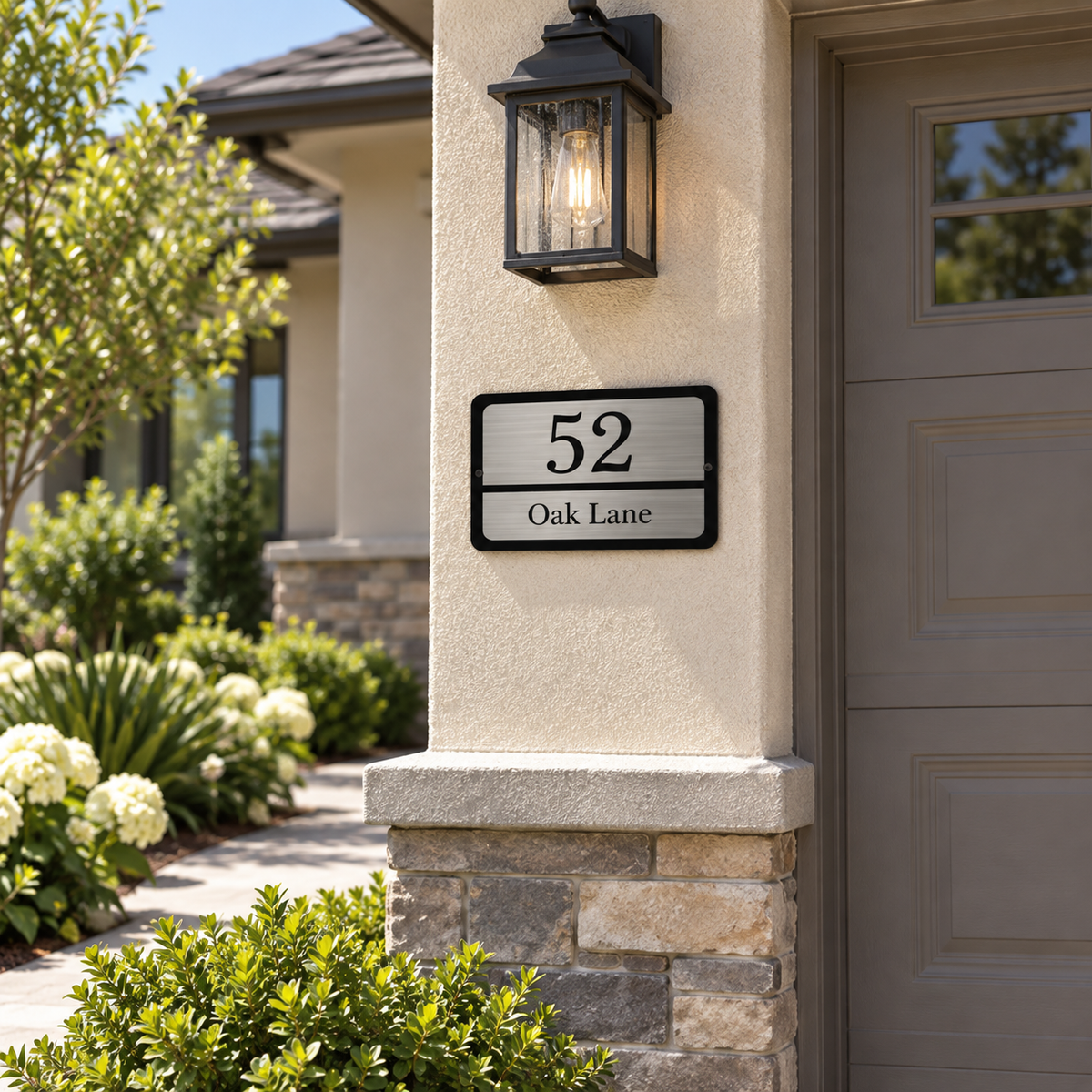 Modern Black & Silver Custom Address Plaque