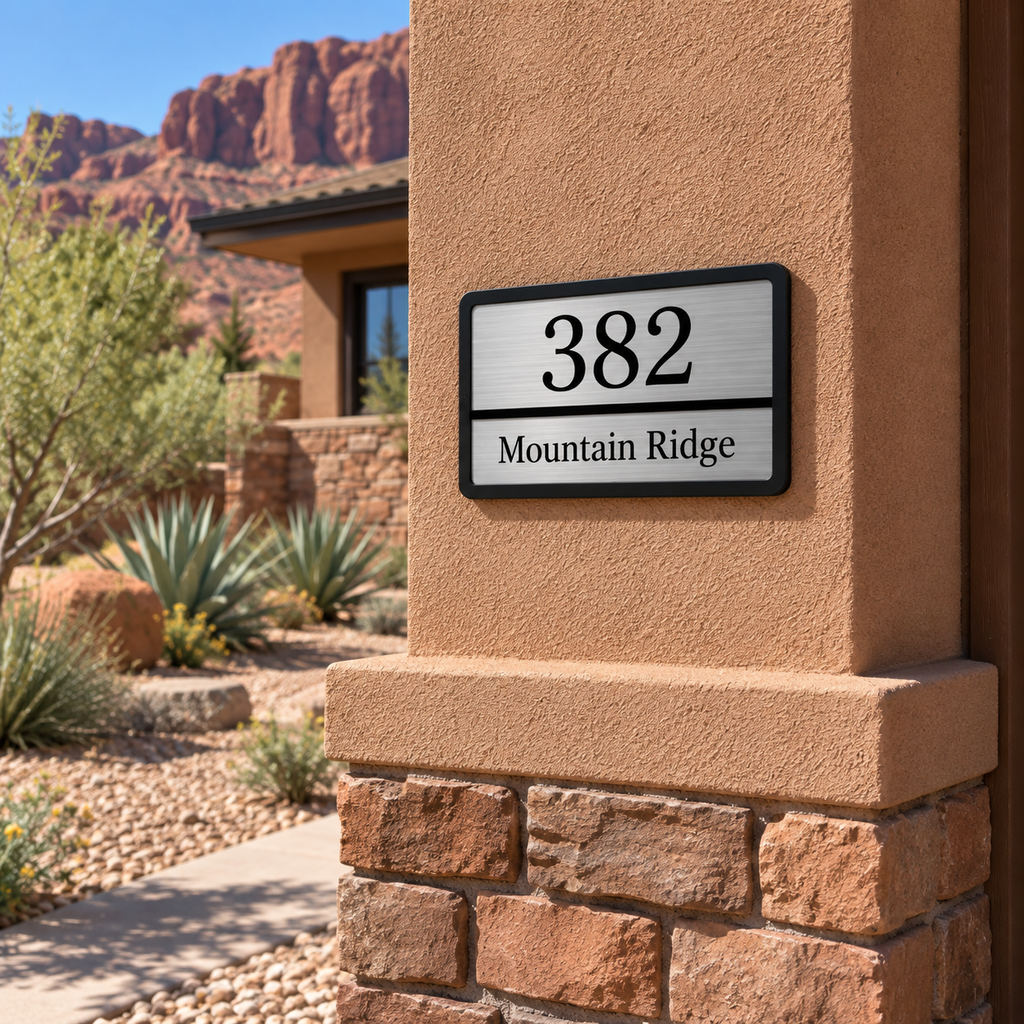 Modern Black & Silver Custom Address Plaque