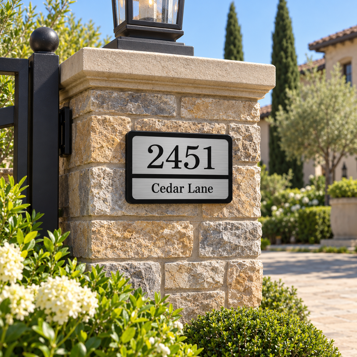 Modern Black & Silver Custom Address Plaque