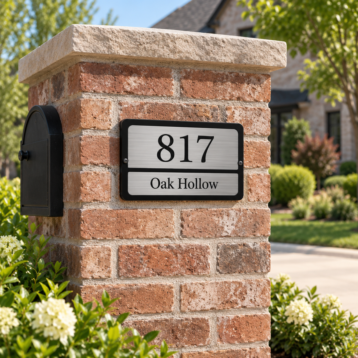 Modern Black & Silver Custom Address Plaque